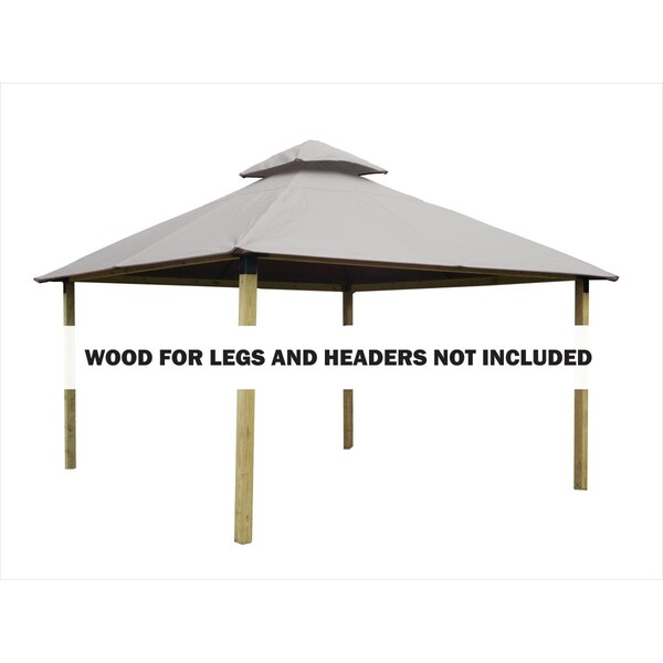 Acacia 14 sq. ft. Gazebo Roof Framing & Mounting Kit with Sand Outdura Canopy AGOK14- SAND - main